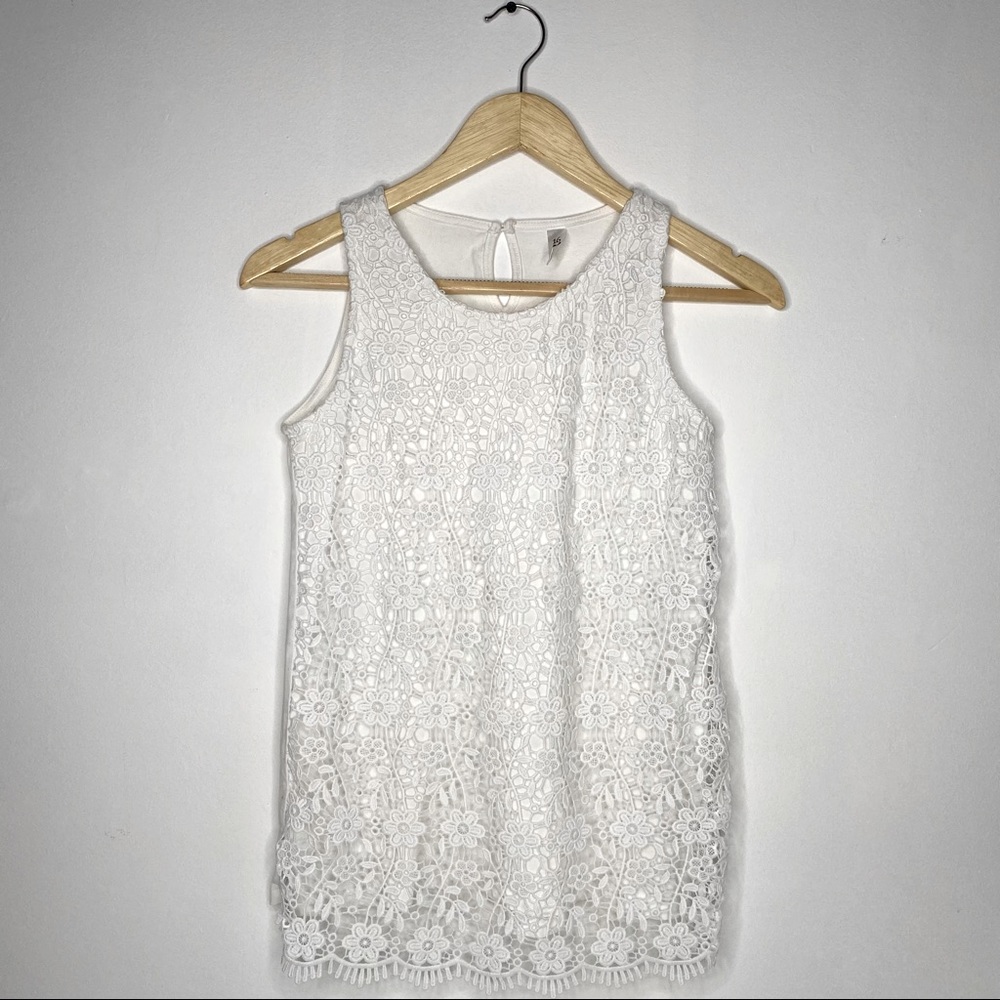 Tamnoon White Crochet Tank Top Size S